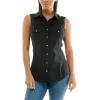 imageZac ampamp Rachel Womens Sleeveless Poplin Shirt with Silver Buttons and Knit Insert for Comfortable FitBlack