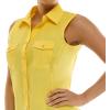imageZac ampamp Rachel Womens Sleeveless Poplin Shirt with Silver Buttons and Knit Insert for Comfortable FitHabanero Gold