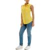 imageZac ampamp Rachel Womens Sleeveless Poplin Shirt with Silver Buttons and Knit Insert for Comfortable FitHabanero Gold
