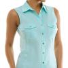 imageZac ampamp Rachel Womens Sleeveless Poplin Shirt with Silver Buttons and Knit Insert for Comfortable FitIsland Paradise