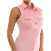 imageZac ampamp Rachel Womens Sleeveless Poplin Shirt with Silver Buttons and Knit Insert for Comfortable FitPink Icing