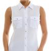 imageZac ampamp Rachel Womens Sleeveless Poplin Shirt with Silver Buttons and Knit Insert for Comfortable FitWhite