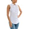 imageZac ampamp Rachel Womens Sleeveless Poplin Shirt with Silver Buttons and Knit Insert for Comfortable FitWhite