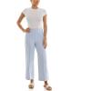 imageZac ampamp Rachel Womens Wide Leg Ankle Length Pull On Pant with Fucntional Pockets Waist Button Detail  Front Stitch SeamBlueWhite Stripe