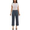 imageZac ampamp Rachel Womens Wide Leg Ankle Length Pull On Pant with Fucntional Pockets Waist Button Detail  Front Stitch SeamHeathered Navy