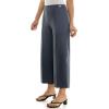 imageZac ampamp Rachel Womens Wide Leg Ankle Length Pull On Pant with Fucntional Pockets Waist Button Detail  Front Stitch SeamHeathered Navy