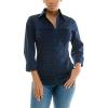 imageZac ampamp Rachel Womens 34 Cuff Sleeve Button Down Top with Ribbed Knit Inserts for a Comfortable Fit Navy Blazer