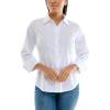 imageZac ampamp Rachel Womens 34 Sleeve Poplin Shirt with Fashion Details and Knit Insert for Comfortable FitWhite With Butterfly Group Embroidery