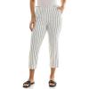 imageZac ampamp Rachel Womens Fly Front Capri with Waist Fashion Tab Detail and Functional PocketsWhiteBlack Stripes