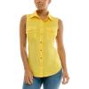 imageZac ampamp Rachel Womens Sleeveless Poplin Shirt with Silver Buttons and Knit Insert for Comfortable FitHabanero Gold