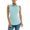 imageZac ampamp Rachel Womens Sleeveless Poplin Shirt with Silver Buttons and Knit Insert for Comfortable FitIsland Paradise