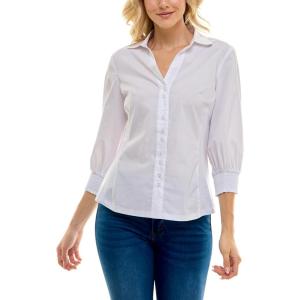 imageZac ampamp Rachel Womens Elegant Blouse with Balloon SleevesWhite
