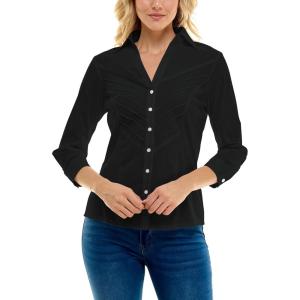 imageZac ampamp Rachel Womens Poplin Shirt with Rib Knit and  SleeveBlack