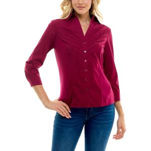 imageZac ampamp Rachel Womens Poplin Shirt with Rib Knit and  SleeveSpiced Berry