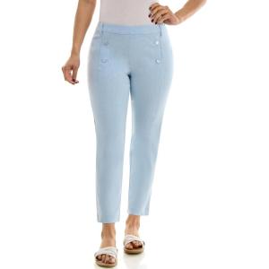 imageZac ampamp Rachel Womens Pull on Ankle Length Pant wFour Button Front Detail and Belt LoopsHeathered Riviera