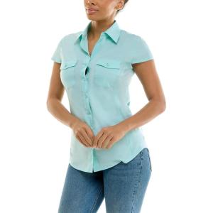 imageZac ampamp Rachel Womens Short Sleeve Poplin Shirt with Knit Insert for Comfortable FitIsland Paradise