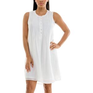 imageZac ampamp Rachel Womens Sleeveless Slub Dress with Front Pintucking DetailBright White