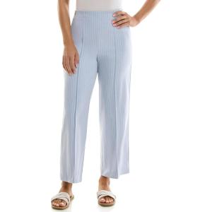 imageZac ampamp Rachel Womens Wide Leg Ankle Length Pull On Pant with Fucntional Pockets Waist Button Detail  Front Stitch SeamBlueWhite Stripe