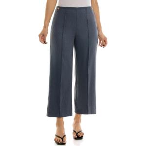 imageZac ampamp Rachel Womens Wide Leg Ankle Length Pull On Pant with Fucntional Pockets Waist Button Detail  Front Stitch SeamHeathered Navy