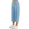 imageZac ampamp Rachel Womens Tencel Capri Length Pant with Self Adjustable Rope Belt Functional Pockets and Fringe Ankle DetailLight Wash