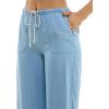 imageZac ampamp Rachel Womens Tencel Capri Length Pant with Self Adjustable Rope Belt Functional Pockets and Fringe Ankle DetailLight Wash
