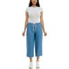 imageZac ampamp Rachel Womens Tencel Capri Length Pant with Self Adjustable Rope Belt Functional Pockets and Fringe Ankle DetailMedium Wash