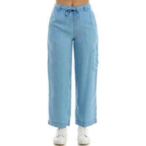 imageZac ampamp Rachel Womens Tencel Ankle Length Pant with Tieable Belt Single Cargo Pocket DetailLight Wash