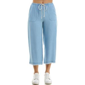 imageZac ampamp Rachel Womens Tencel Capri Length Pant with Self Adjustable Rope Belt Functional Pockets and Fringe Ankle DetailLight Wash