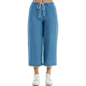 imageZac ampamp Rachel Womens Tencel Capri Length Pant with Self Adjustable Rope Belt Functional Pockets and Fringe Ankle DetailMedium Wash