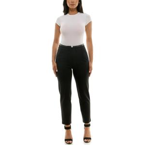 imageZac ampamp Rachel Womens Pull on Slim Leg Compression Pant with Pleather Trims and Functional Pocket with Stitch DetailBlack