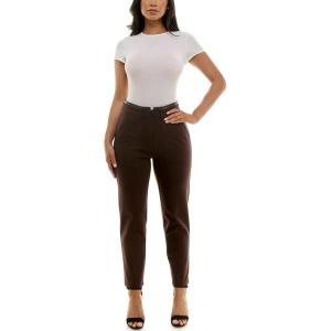 imageZac ampamp Rachel Womens Pull on Slim Leg Compression Pant with Pleather Trims and Functional Pocket with Stitch DetailChocolate