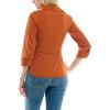 image:imageZac amp Rachel Womens 34 Sleeve Cuff Sleeve Button Down Top with Ribbed Knit Inserts for a Comfortable Fit BlouseBombay Brown