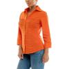 image:imageZac amp Rachel Womens 34 Sleeve Cuff Sleeve Button Down Top with Ribbed Knit Inserts for a Comfortable Fit BlouseOrangeade