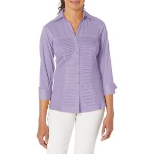 image:imageZac amp Rachel Womens 34 Sleeve Cuff Sleeve Button Down Top with Ribbed Knit Inserts for a Comfortable Fit BlousePastel Lilac