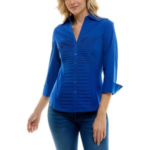 image:imageZac amp Rachel Womens 34 Sleeve Cuff Sleeve Button Down Top with Ribbed Knit Inserts for a Comfortable Fit BlouseSurf the Web