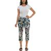 image:imageZac amp Rachel Womens Pullon Slim Leg Crop PantBlack Multi Rose