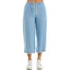 image:imageZac amp Rachel Womens Tencel Capri Length Pant with Self Adjustable Rope Belt Functional Pockets and Fringe Ankle DetailLight Wash