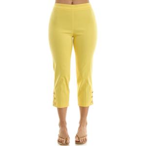image:imageZac amp Rachel Womens Pull on Millenium Capri Pant with Elegant Triple Gold Button Ankle DetailLemon Drop