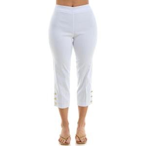 image:imageZac amp Rachel Womens Pull on Millenium Capri Pant with Elegant Triple Gold Button Ankle DetailOptic White