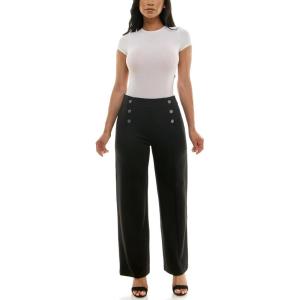 image:imageZac amp Rachel Womens Pull on Wide Leg Compression Ponte Pant with Symmetric Button DetailBlack