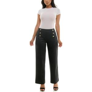 image:imageZac amp Rachel Womens Pull on Wide Leg Compression Ponte Pant with Symmetric Button DetailMed GreyBlack Houndstooth