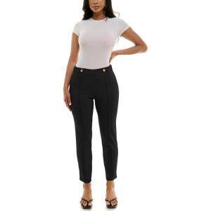 image:imageZac amp Rachel Womens Pullon Ankle Length Pant with Front Seam and Waist Button TabsBlack