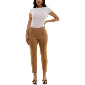 image:imageZac amp Rachel Womens Pullon Ankle Length Pant with Front Seam and Waist Button TabsBrown