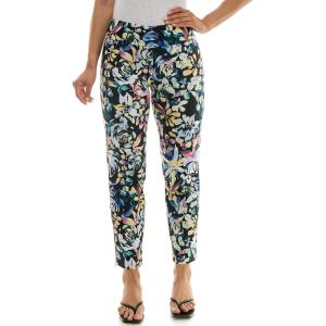 image:imageZac amp Rachel Womens PullOn Ankle Length Pant with Tummy Control Waist Band Black Multi Rose 14Black Multi Rose