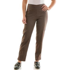 image:imageZac amp Rachel Womens PullOn Ankle Length Pant with Tummy Control Waist Band Black Multi Rose 14Brown Pinstripe