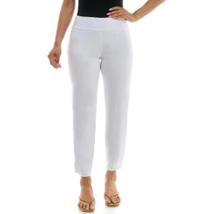 image:imageZac amp Rachel Womens PullOn Ankle Length Pant with Tummy Control Waist Band Black Multi Rose 14Optic White